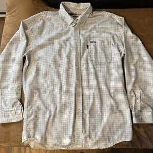 Cinch WRX FR Shirt Flame Resistant Mens XL Button Up Long Sleeve White Turquoise